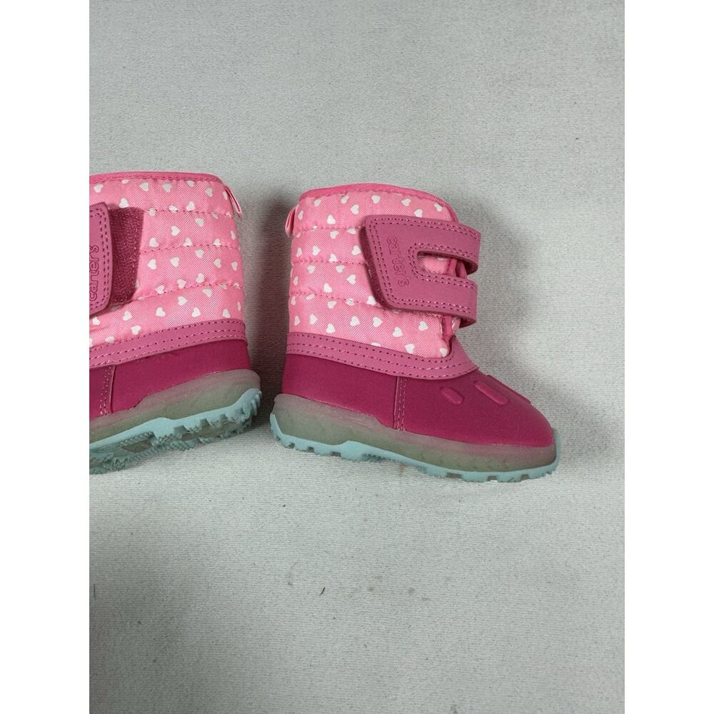Carter's Girls Pink Heart Snow Boots fur Lined light up toddler size 4 - Picture 5 of 5